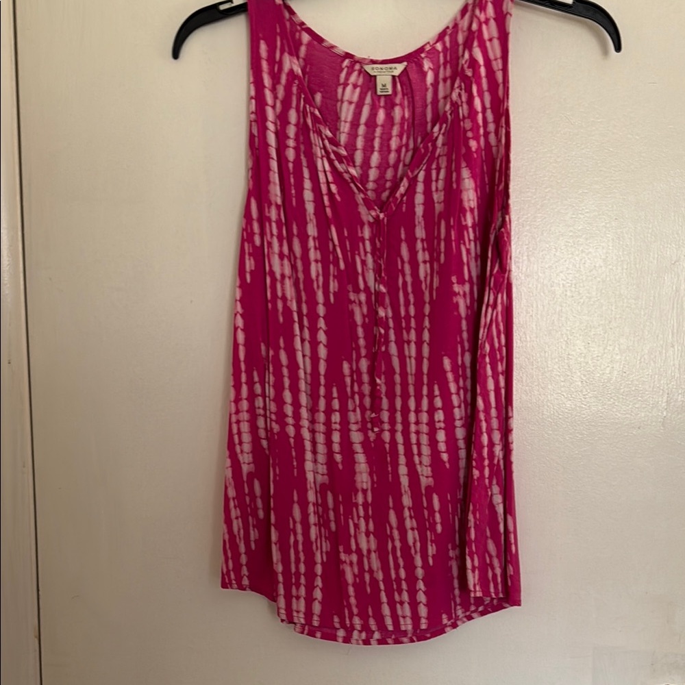 Sonoma Pink and White Tie-Dye Tank Top